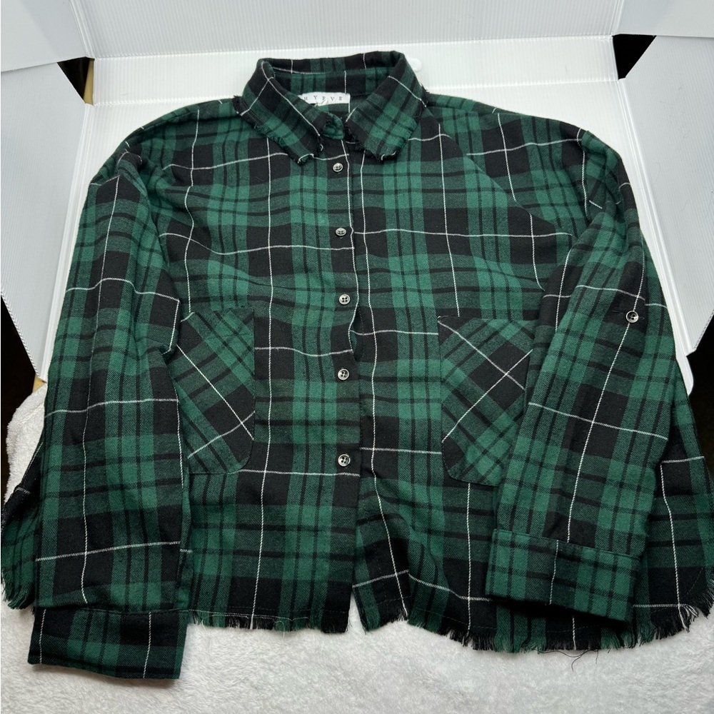 Green Plaid Button-Up Shirt